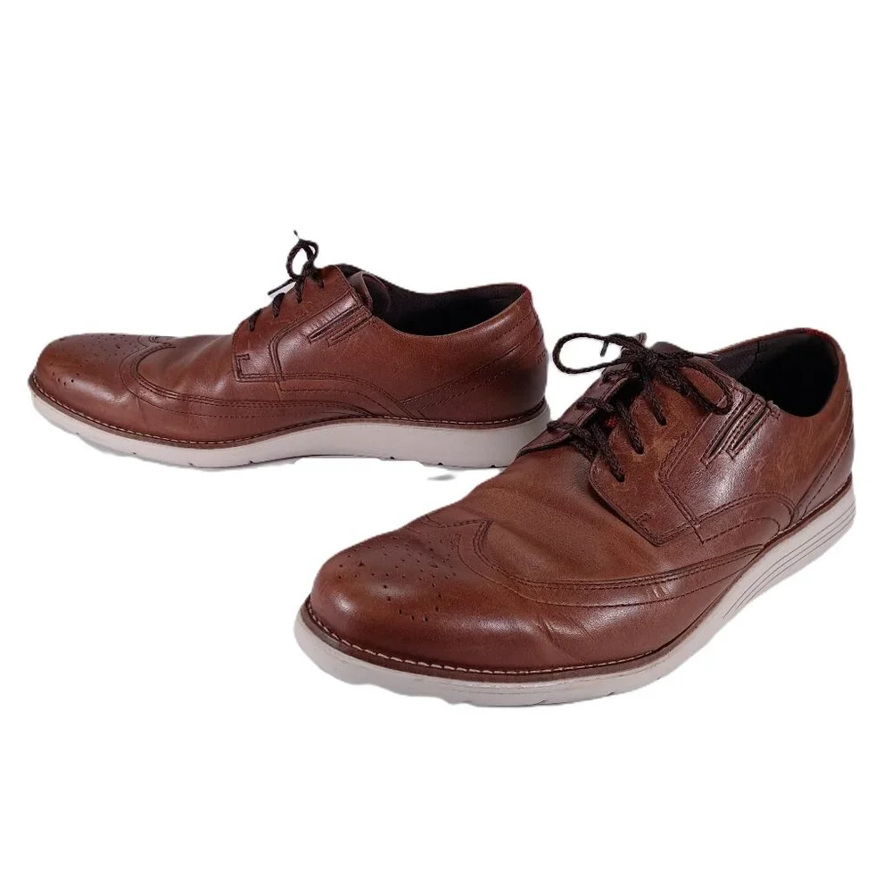 Rockport Total Motion Sport Wingtip Shoes Men 10.5 Brown Leather Oxford CH2508